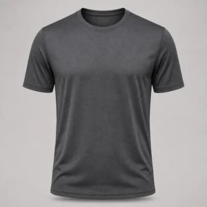 Camiseta técnica gris de tejido transpirable de micromalla, manga corta, vista de frente